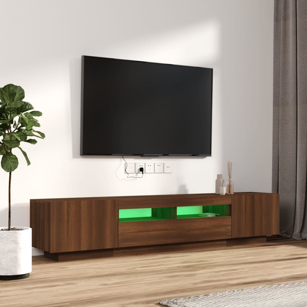  2-dielna súprava TV skriniek s LED hnedý dub spracované drevo