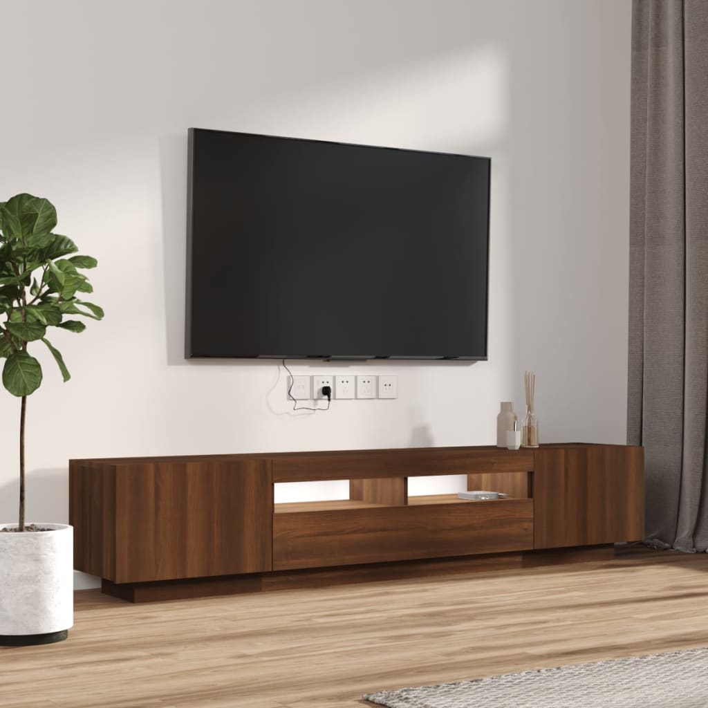 Ensemble de meubles TV avec lumières LED 2 pcs Chêne marron | meublestv.fr 6