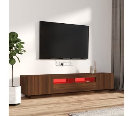 vidaXL Σετ Επίπλων Τηλεόρασης 2 Τεμ. φώτα LED Καφέ δρυς Επεξ. Ξύλο