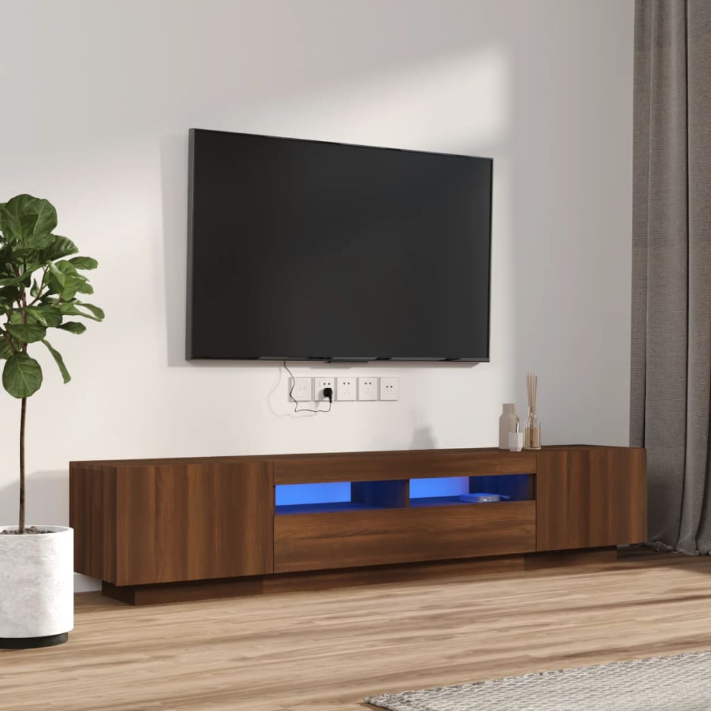 Ensemble de meubles TV avec lumières LED 2 pcs Chêne marron | meublestv.fr