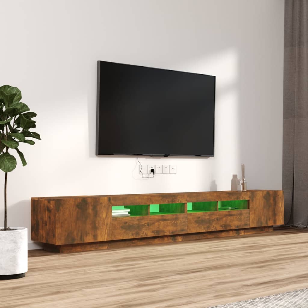Ensemble de meubles TV avec lumières LED 3 pcs Chêne fumé | meublestv.fr 5