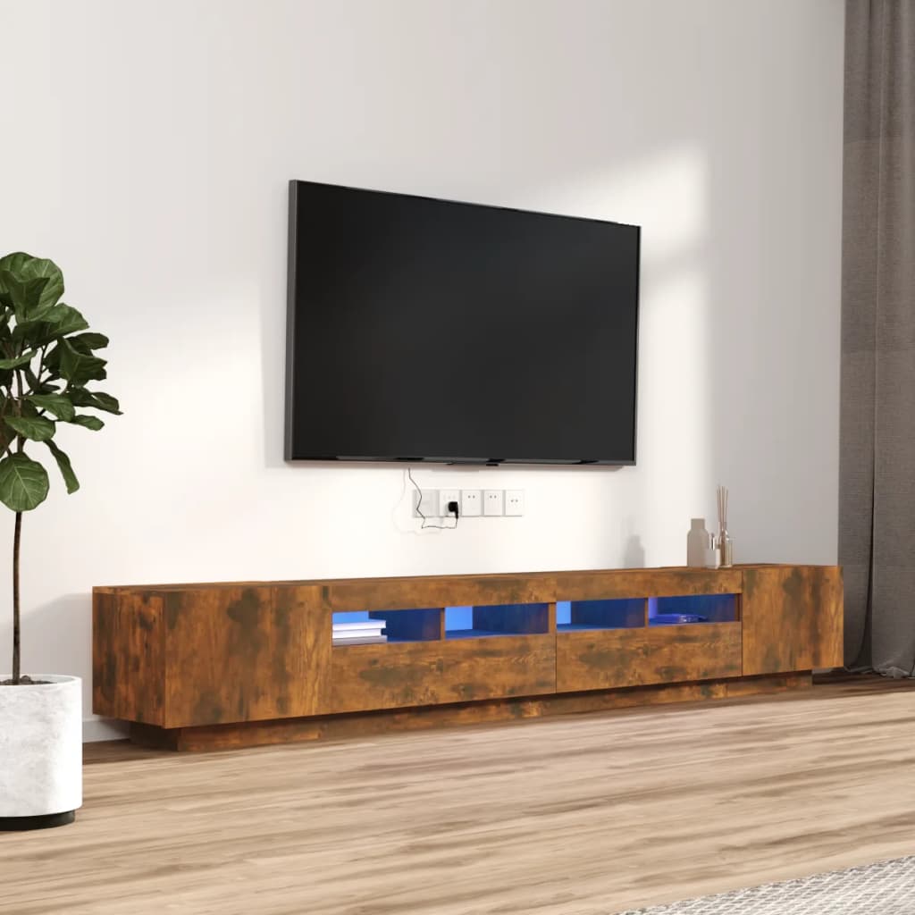 Ensemble de meubles TV avec lumières LED 3 pcs Chêne fumé | meublestv.fr