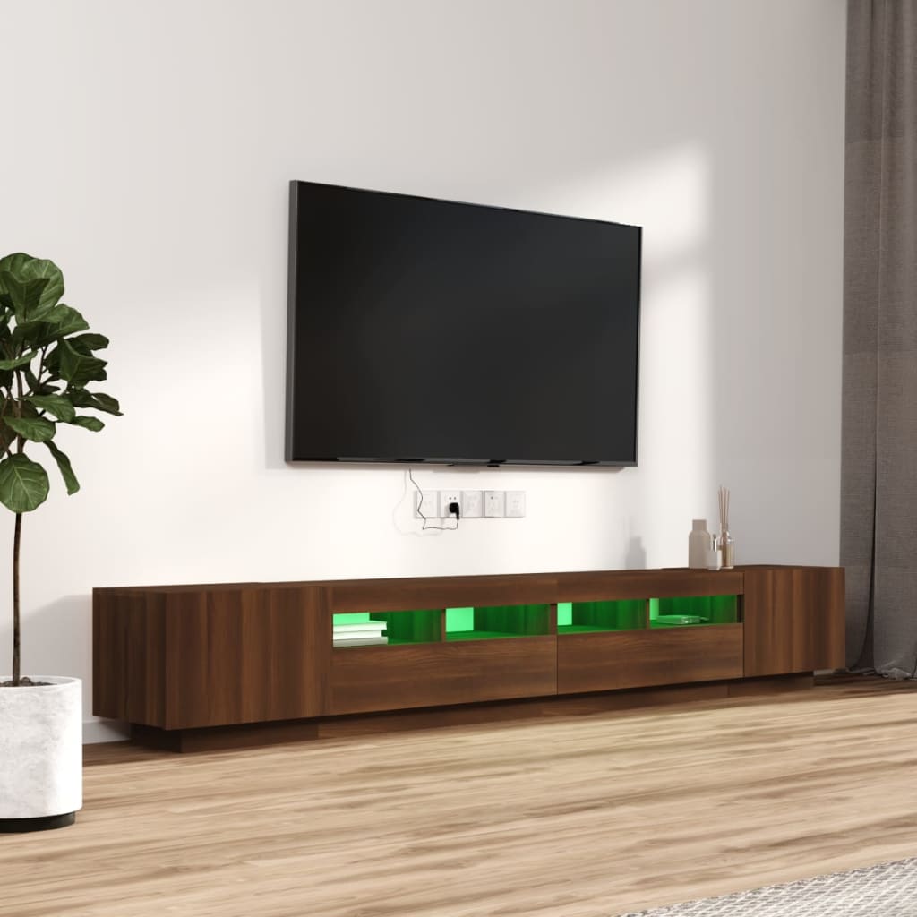 Ensemble de meubles TV avec lumières LED 3 pcs Chêne marron | meublestv.fr 5