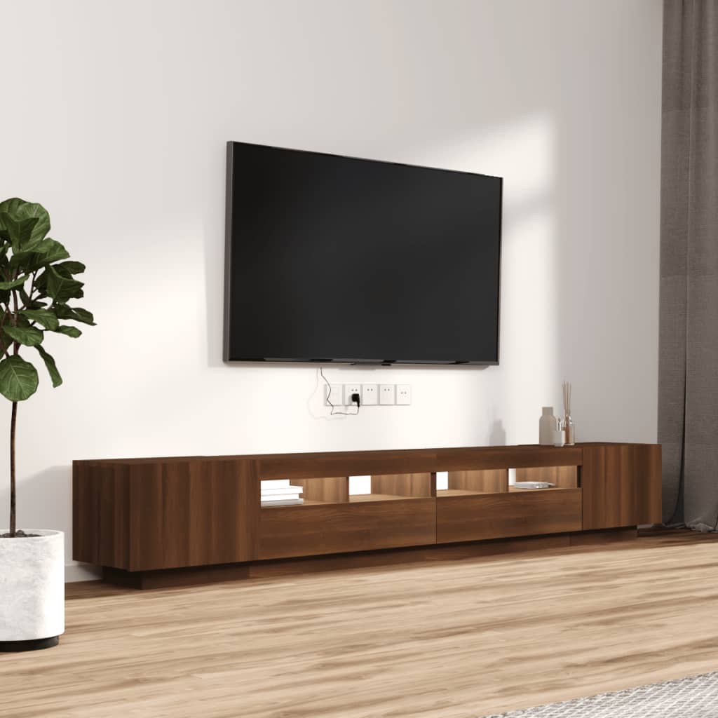 Ensemble de meubles TV avec lumières LED 3 pcs Chêne marron | meublestv.fr 6