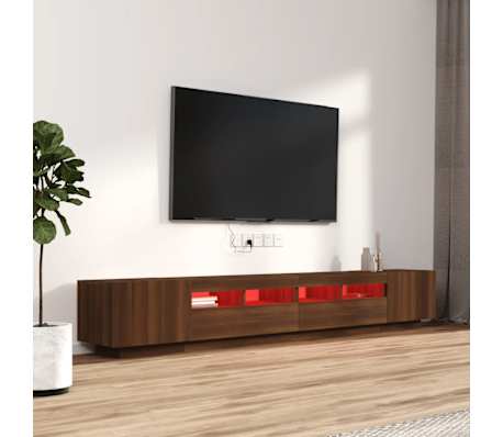 vidaXL Zestaw 3 szafek TV z oświetleniem LED, brązowy dąb