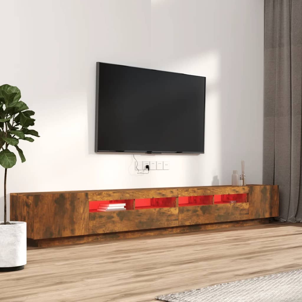 Ensemble de meubles TV avec lumières LED 3 pcs Chêne fumé | meublestv.fr 4