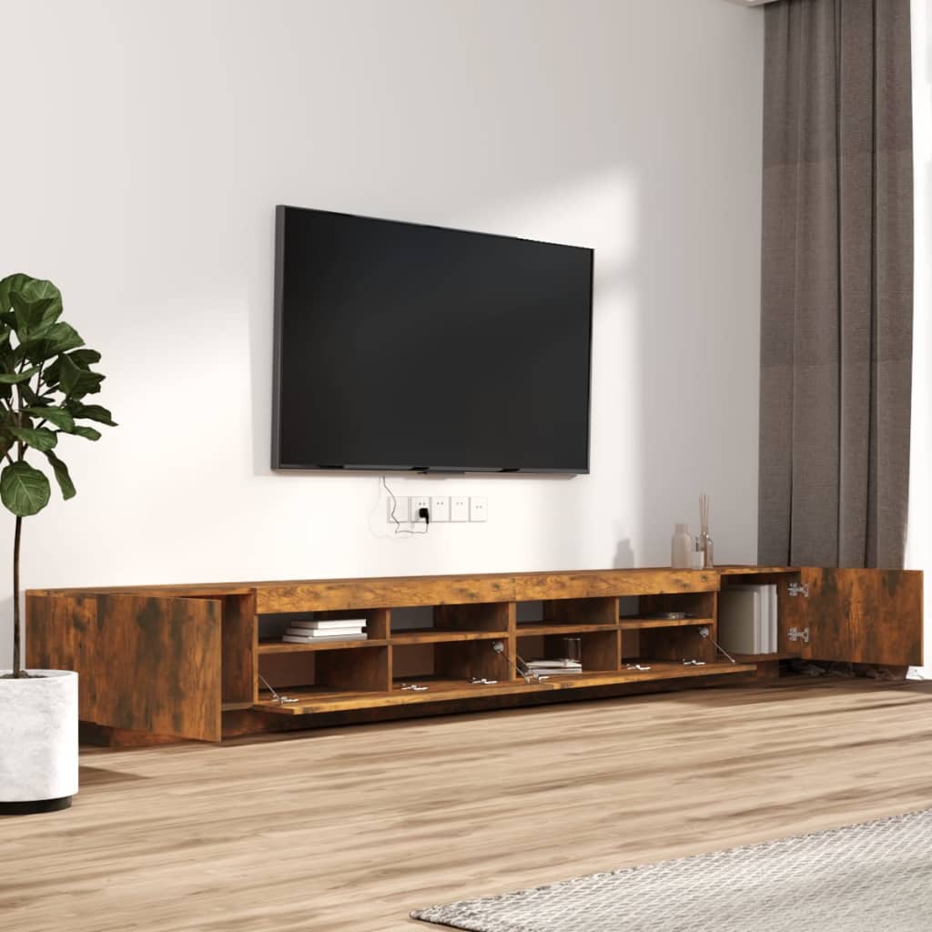 Ensemble de meubles TV avec lumières LED 3 pcs Chêne fumé | meublestv.fr 7