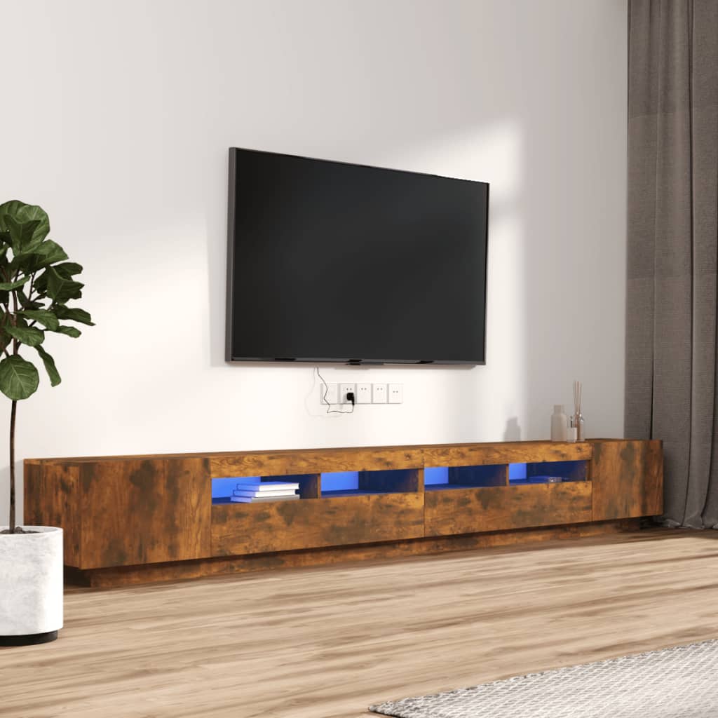 Ensemble de meubles TV avec lumières LED 3 pcs Chêne fumé | meublestv.fr 2