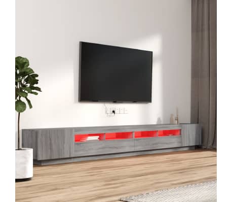 vidaXL 3-tlg. TV-Schrank-Set LED-Leuchten Grau Sonoma Holzwerkstoff
