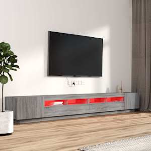 3dílný set TV skříněk s LED světly šedý sonoma kompozitní dřevo - obrázek 3
