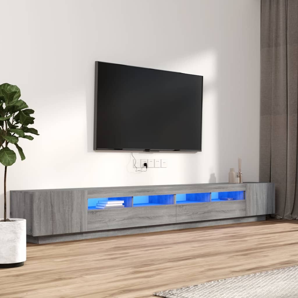 Ensemble de meubles TV avec lumières LED 3 pcs Sonoma gris | meublestv.fr