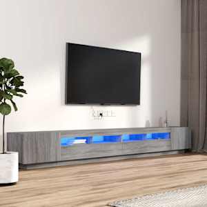 3dílný set TV skříněk s LED světly šedý sonoma kompozitní dřevo - obrázek 1