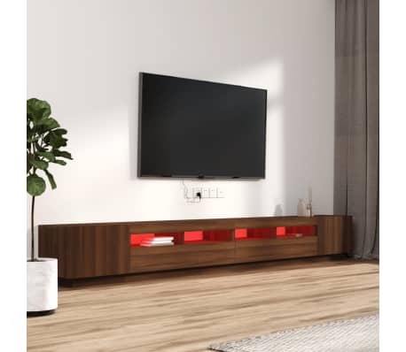 vidaXL Σετ Επίπλων Τηλεόρασης 3 Τεμ. φώτα LED Καφέ δρυς Επεξ. Ξύλο