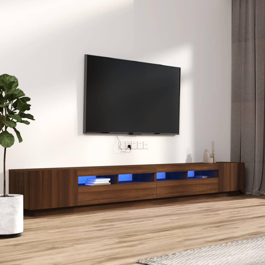 Ensemble de meubles TV avec lumières LED 3 pcs Chêne marron | meublestv.fr