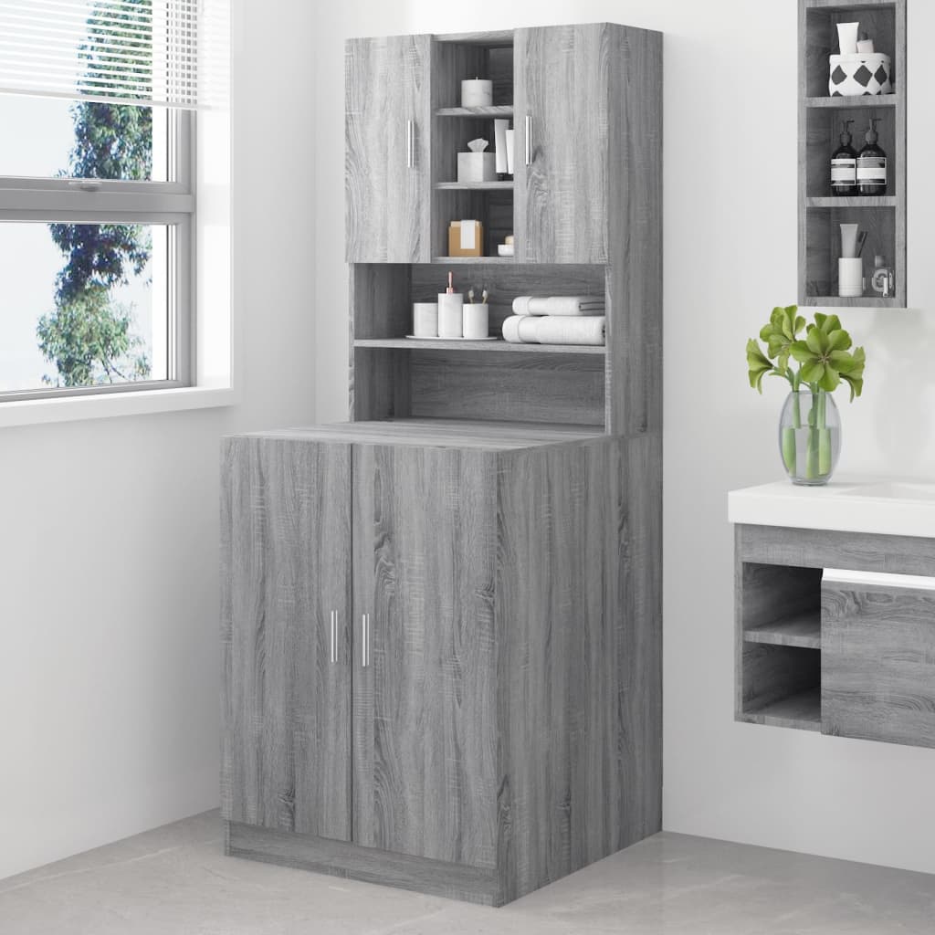 Produktfoto för vidaXL Tvättmaskinsskåp grå sonoma konstruerat trä