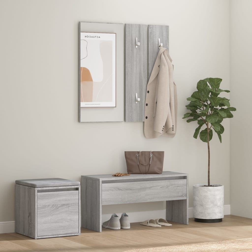 vidaXL Set de mobilier pentru hol, gri sonoma, lemn prelucrat vidaXL imagine 2022