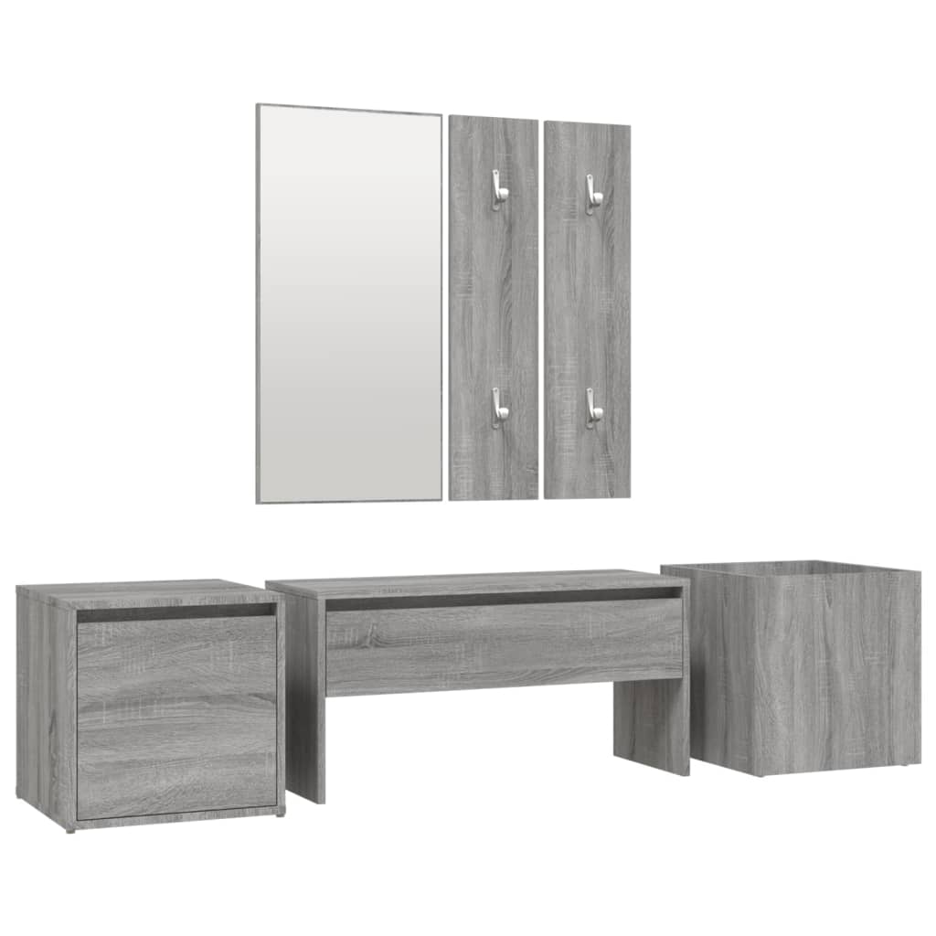 Set de mobilier pentru hol, gri sonoma, lemn prelucrat