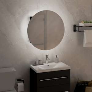 Koupelnová skříňka s kulatým zrcadlem a LED černá 40x40x17,5 cm - obrázek 3