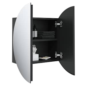 Koupelnová skříňka s kulatým zrcadlem a LED černá 40x40x17,5 cm - obrázek 5
