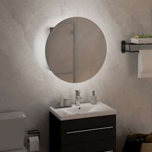 Koupelnová skříňka s kulatým zrcadlem a LED šedá 40x40x17,5 cm - obrázek 3
