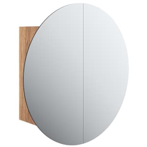 Koupelnová skříňka s kulatým zrcadlem a LED dub 40x40x17,5 cm - obrázek 2