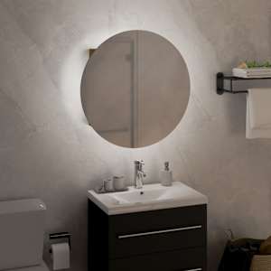 Koupelnová skříňka s kulatým zrcadlem a LED dub 40x40x17,5 cm - obrázek 3