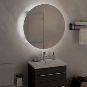 Koupelnová skříňka s kulatým zrcadlem a LED bílá 47x47x17,5 cm - obrázek 3