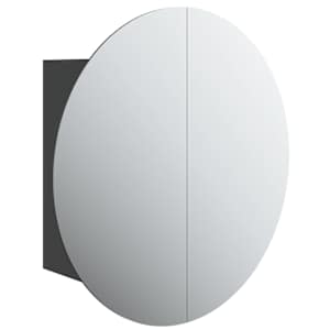 Koupelnová skříňka s kulatým zrcadlem a LED černá 47x47x17,5 cm - obrázek 2