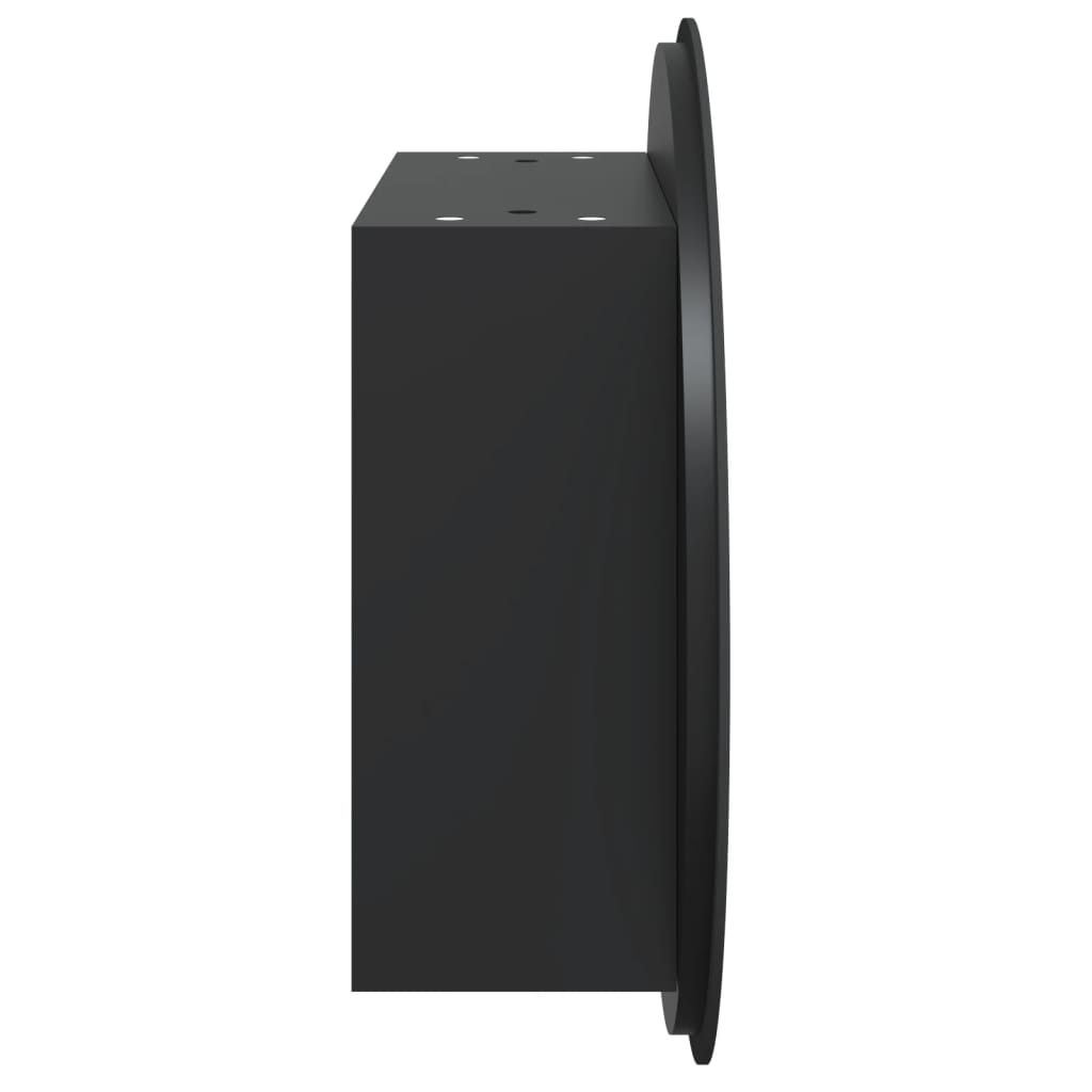 Badezimmerschrank mit Rundem Spiegel & LED Schwarz 47x47x17,5cm | Stepinfit