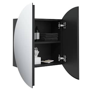 Koupelnová skříňka s kulatým zrcadlem a LED černá 47x47x17,5 cm - obrázek 5