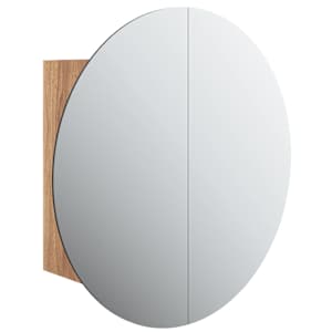Koupelnová skříňka s kulatým zrcadlem a LED dub 47x47x17,5 cm - obrázek 2
