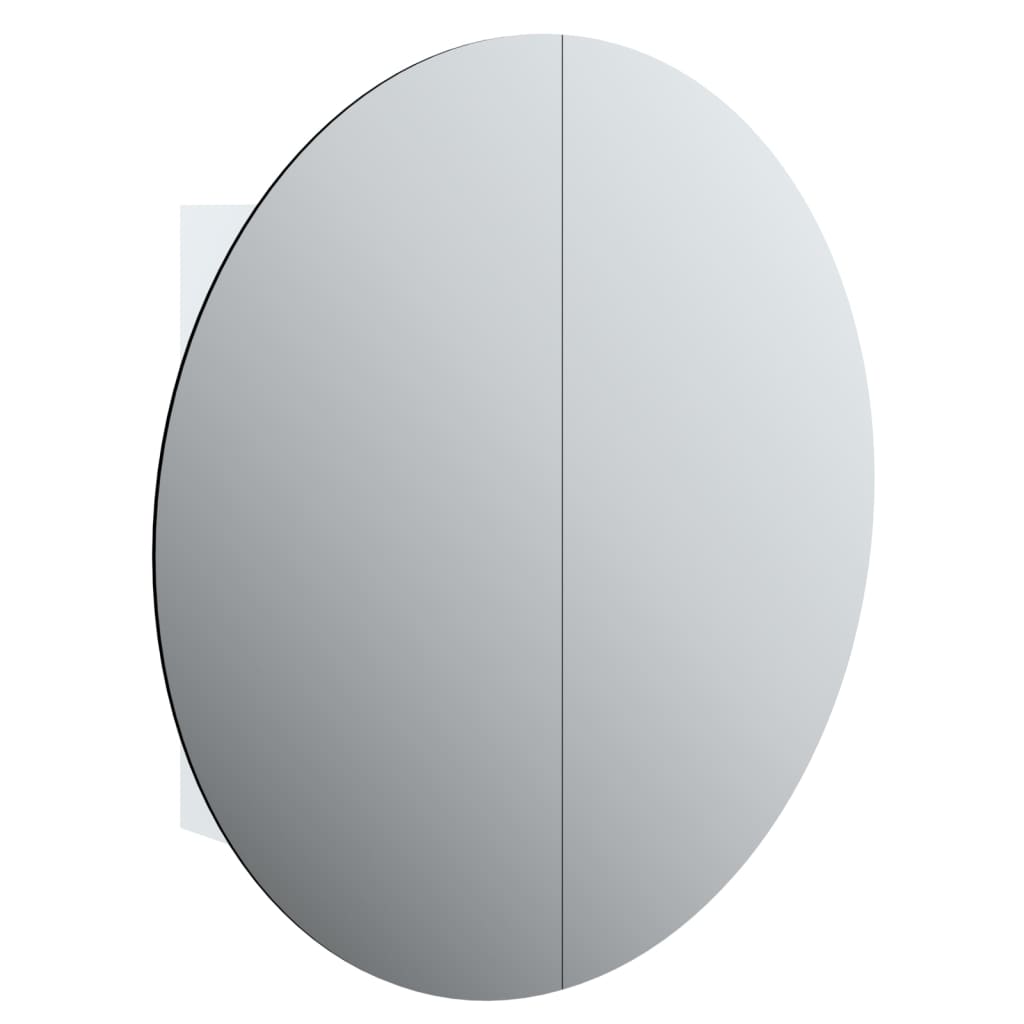  Kúpeľňová skrinka s okrúhlym zrkadlom a LED biela 54x54x17,5 cm
