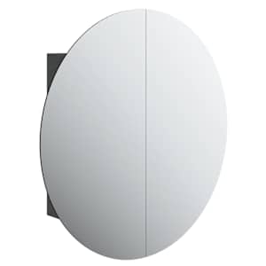 Koupelnová skříňka s kulatým zrcadlem a LED černá 54x54x17,5 cm - obrázek 2