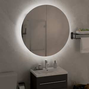 Koupelnová skříňka s kulatým zrcadlem a LED černá 54x54x17,5 cm - obrázek 3
