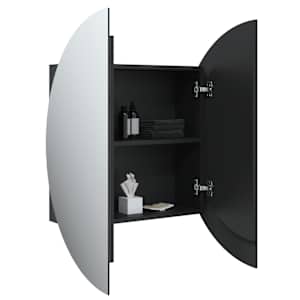 Koupelnová skříňka s kulatým zrcadlem a LED černá 54x54x17,5 cm - obrázek 5