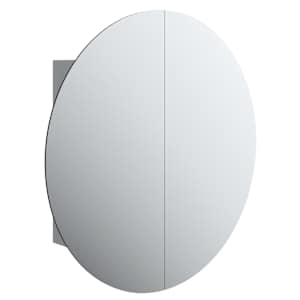 Koupelnová skříňka s kulatým zrcadlem a LED šedá 54x54x17,5 cm - obrázek 2