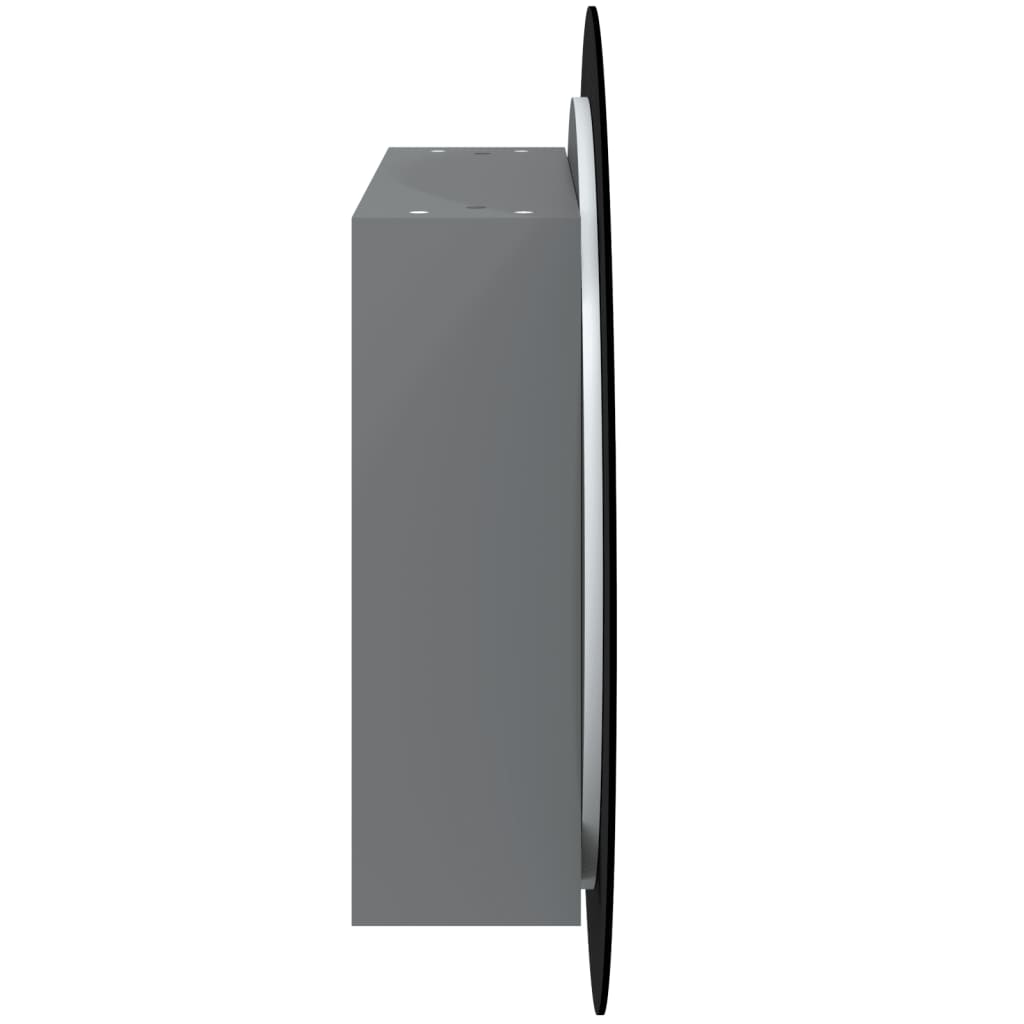 Koupelnová skříňka s kulatým zrcadlem a LED šedá 54x54x17,5 cm