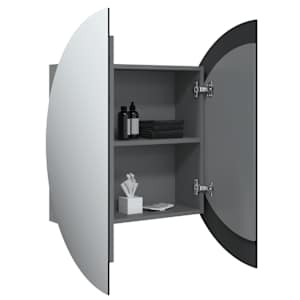 Koupelnová skříňka s kulatým zrcadlem a LED šedá 54x54x17,5 cm - obrázek 5