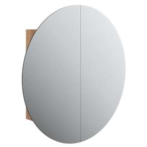 Koupelnová skříňka s kulatým zrcadlem a LED dub 54x54x17,5 cm - obrázek 2