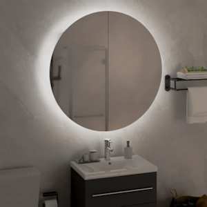 Koupelnová skříňka s kulatým zrcadlem a LED dub 54x54x17,5 cm - obrázek 3