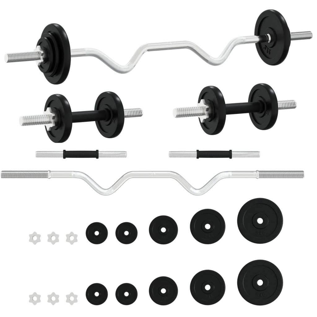vidaXL Halterset 30 kg gietijzer
