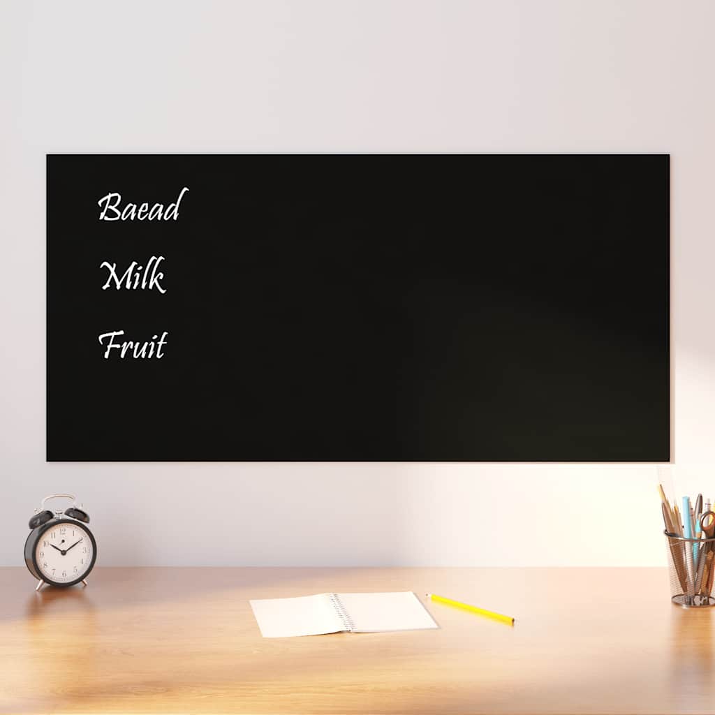 vidaXL Tablă magnetică de perete, negru, 100x50 cm, sticlă securizată