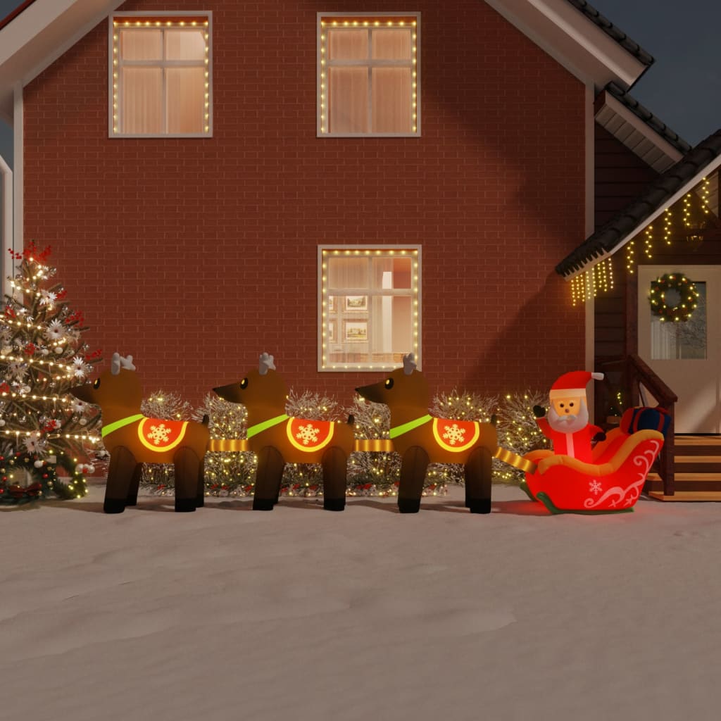 vidaXL Vánoční nafukovací Santa a sobi s LED diodami 138 cm