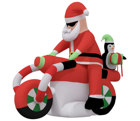 vidaXL Christmas Inflatable Santa on Motorcycle LED 62.2"