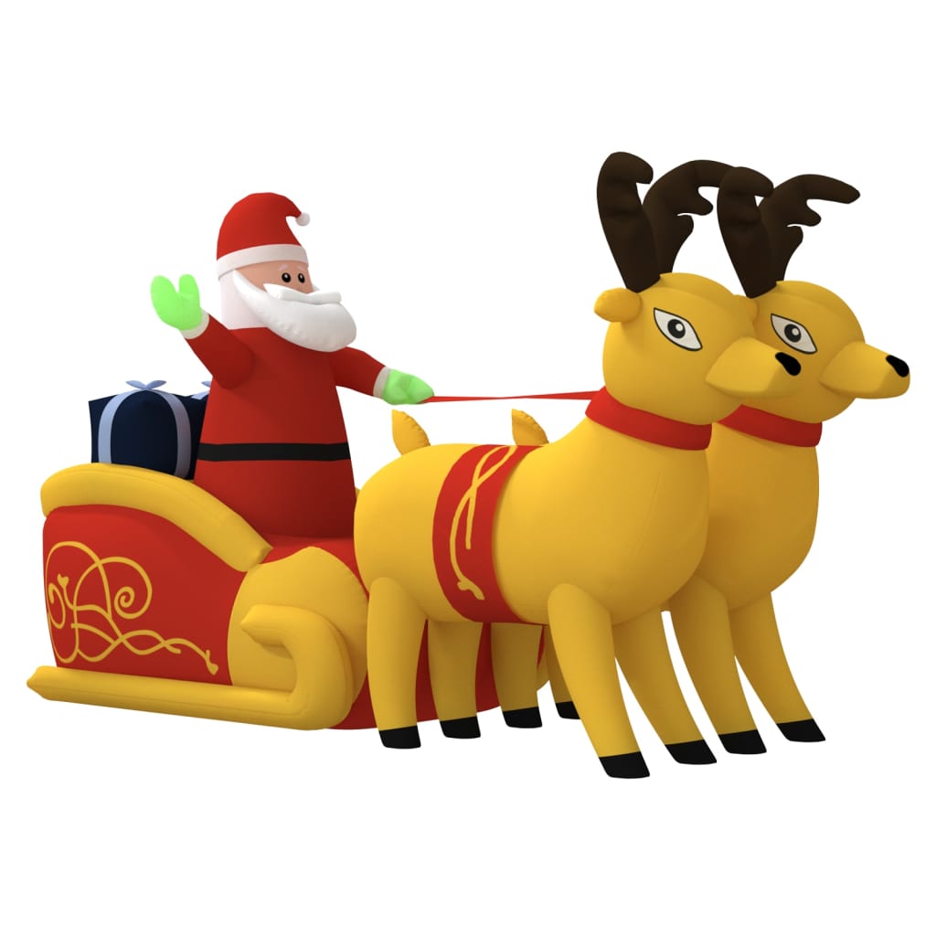 vidaXL Kerstdecoratie kerstman en rendieren opblaasbaar LED 130 cm afbeelding