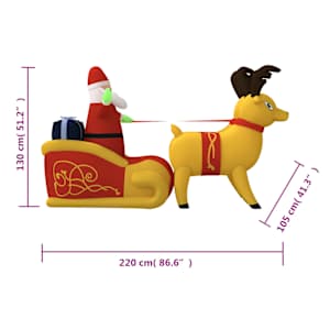 Vánoční nafukovací Santa a sobi s LED diodami 130 cm - obrázek 11