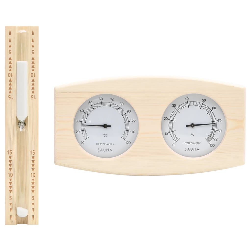 vidaXL 2-in-1 Sauna-Hygrothermograph und Sanduhr Set Massivholz Kiefer