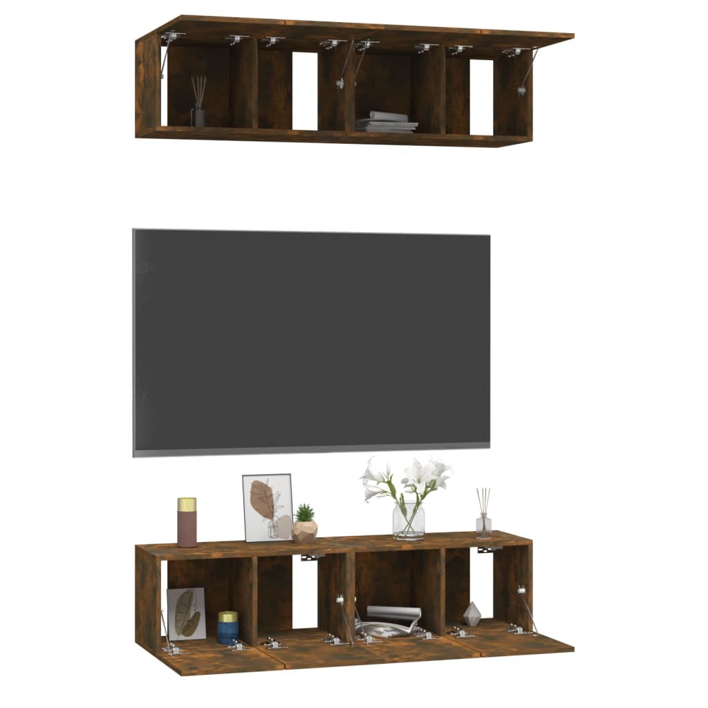 vidaXL Tv-meubelen 4 st 60x30x30 cm bewerkt hout gerookt eikenkleurig