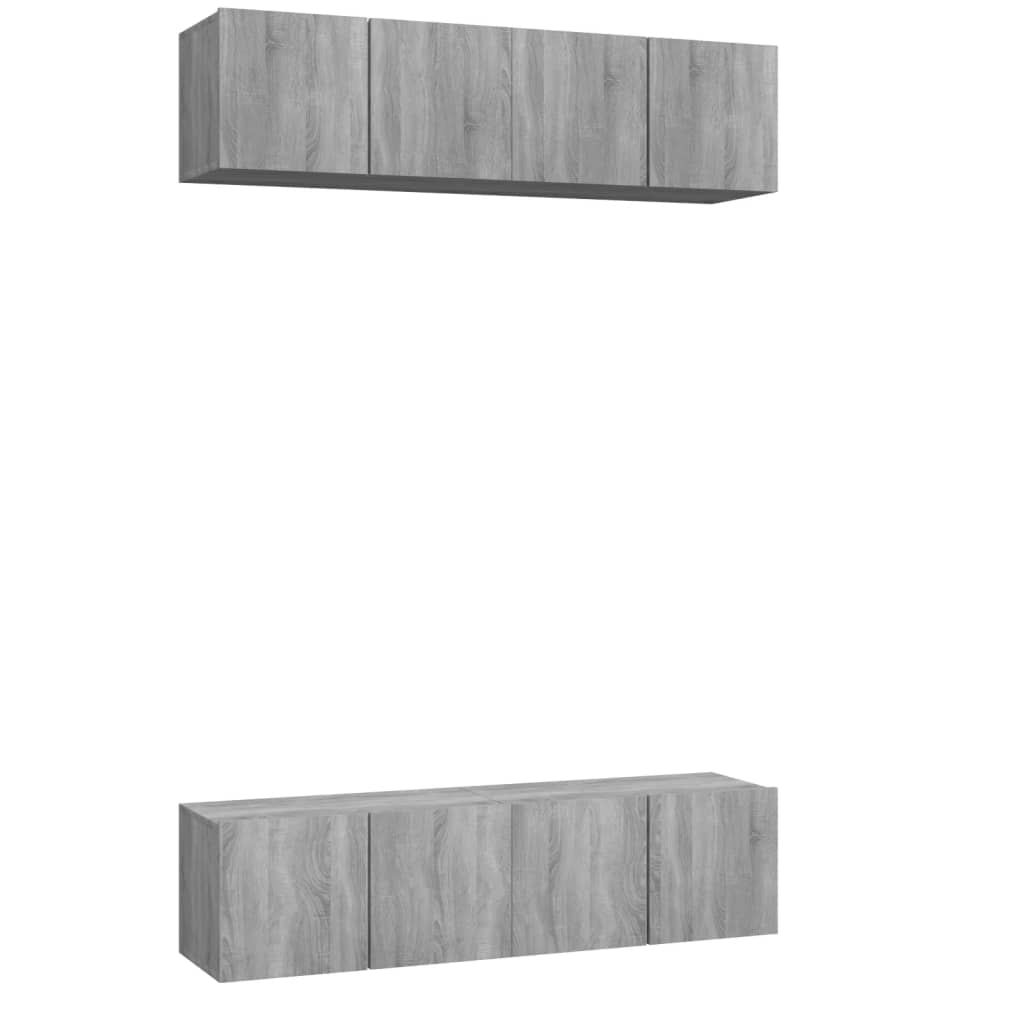 vidaXL Nástěnné TV skříňky 4 ks šedé sonoma 60 x 30 x 30 cm kompozit
