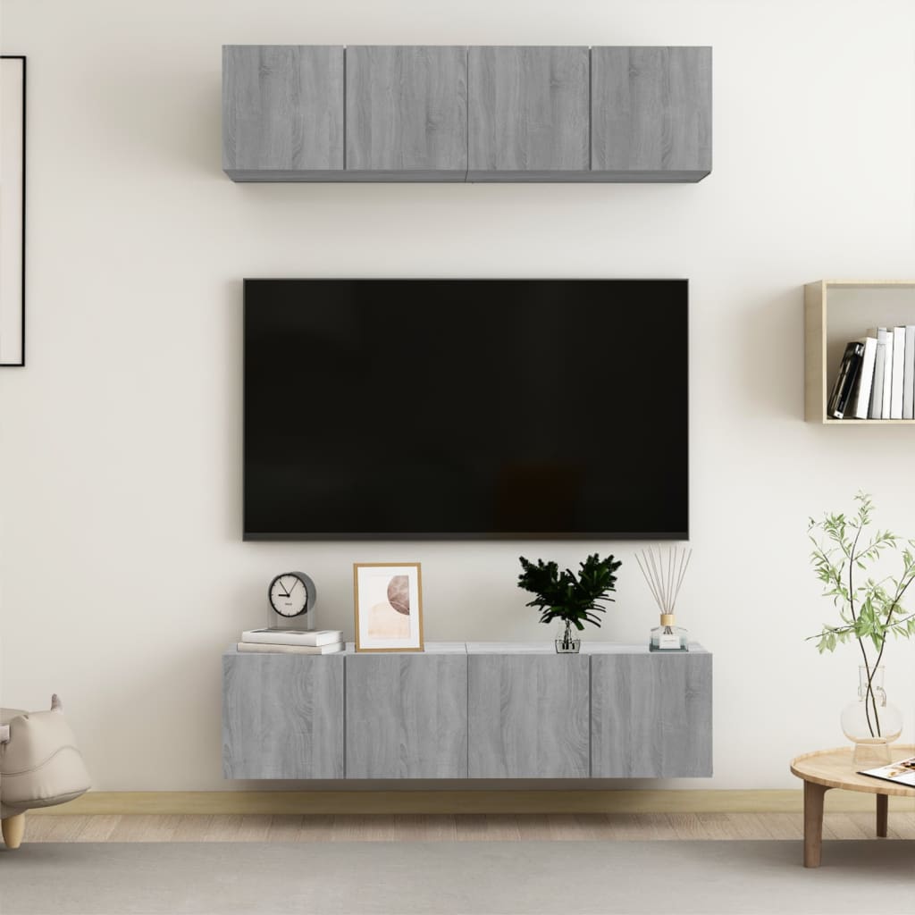 Obrázek vidaXL Nástěnné TV skříňky 4 ks šedé sonoma 60 x 30 x 30 cm kompozit